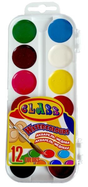 Акварель Class 12 цв., б/к, пластик