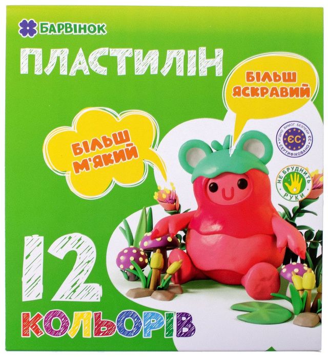 Пластилін Барвінок 12 кольорів 240 г