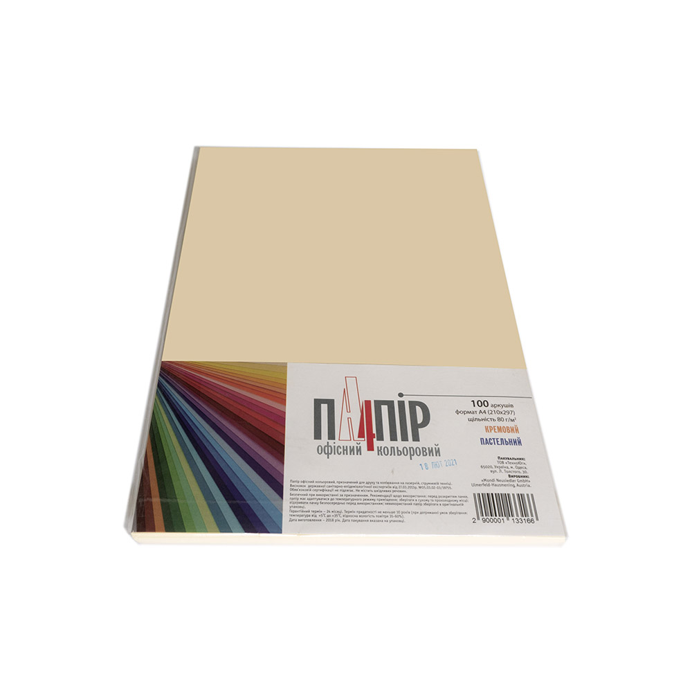 Папір кольоровий А4 IQ Color 80 г/м2 CR20 пастель кремовий 100 арк