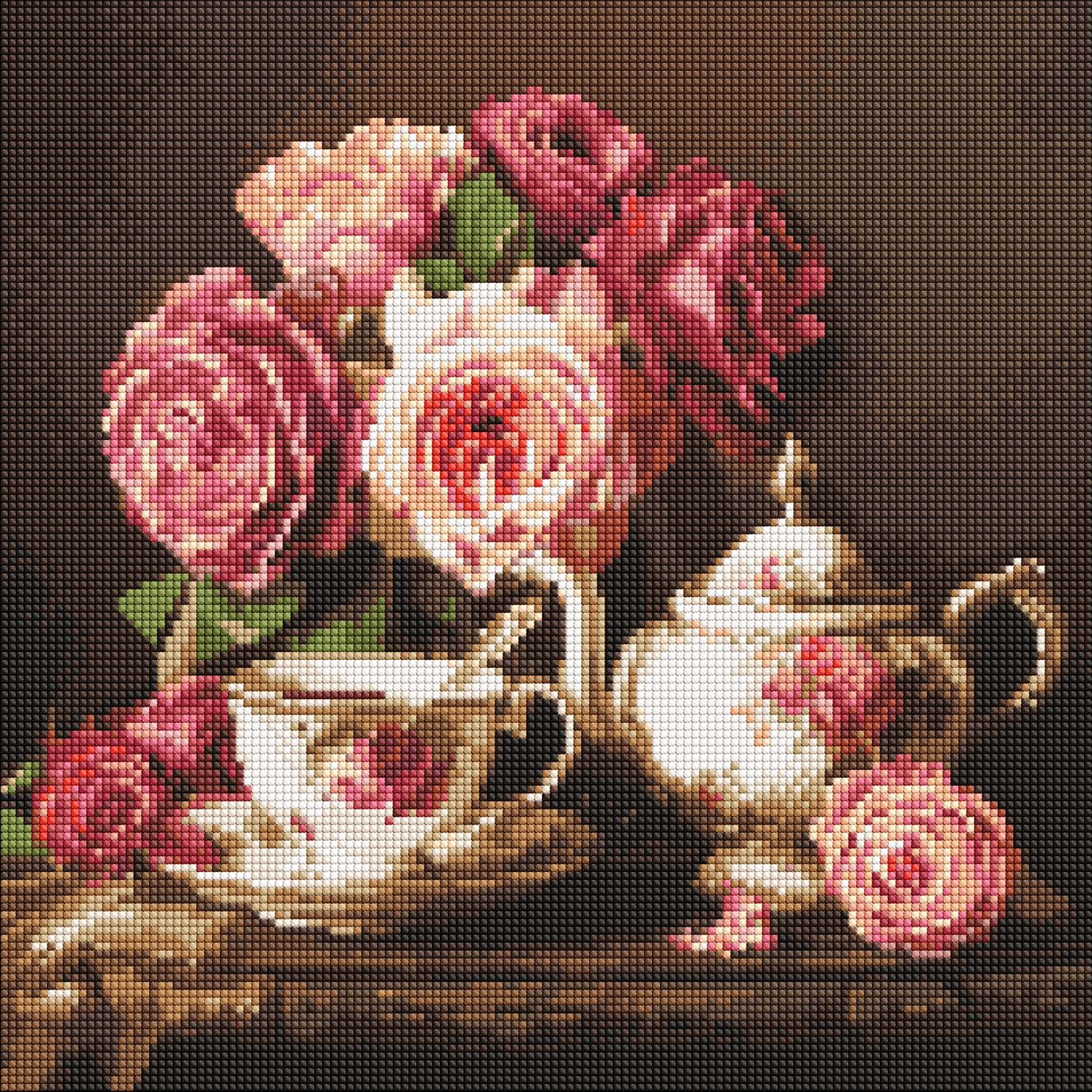 Алмазна мозаїка 40х40 см Троянди в темряві