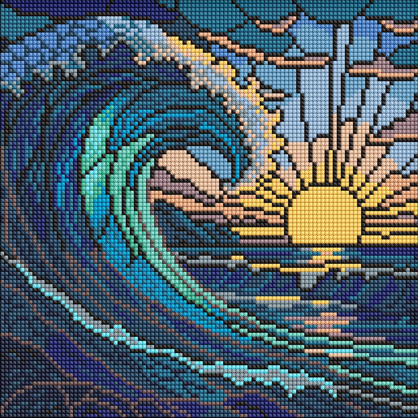 Алмазная мозаика 30×30 см Витраж. Волна