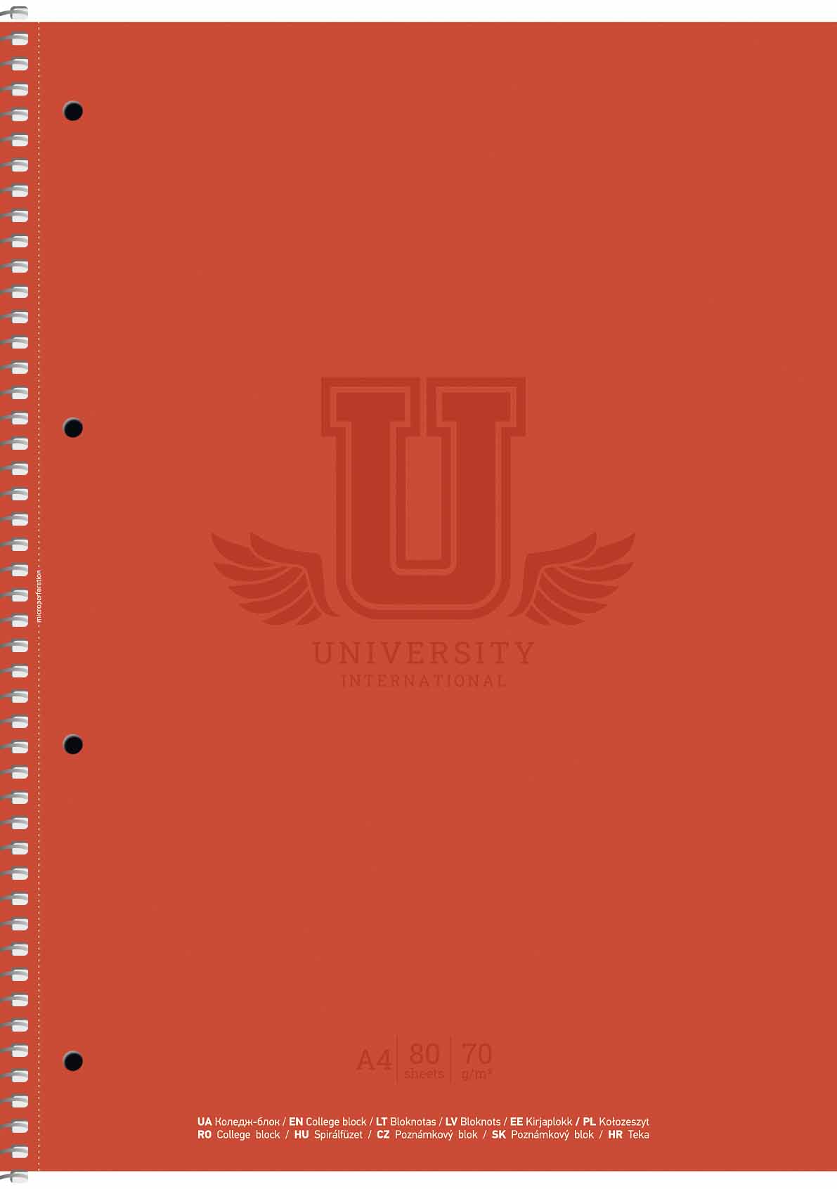Колледж блок А4 80 л спираль клетка мат лам University International 6526 Ассорти