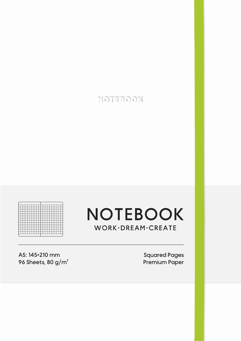 Зошит А5 96 арк клітинка тв палітурка поліуретан на гумці крем блок 7115 білий
