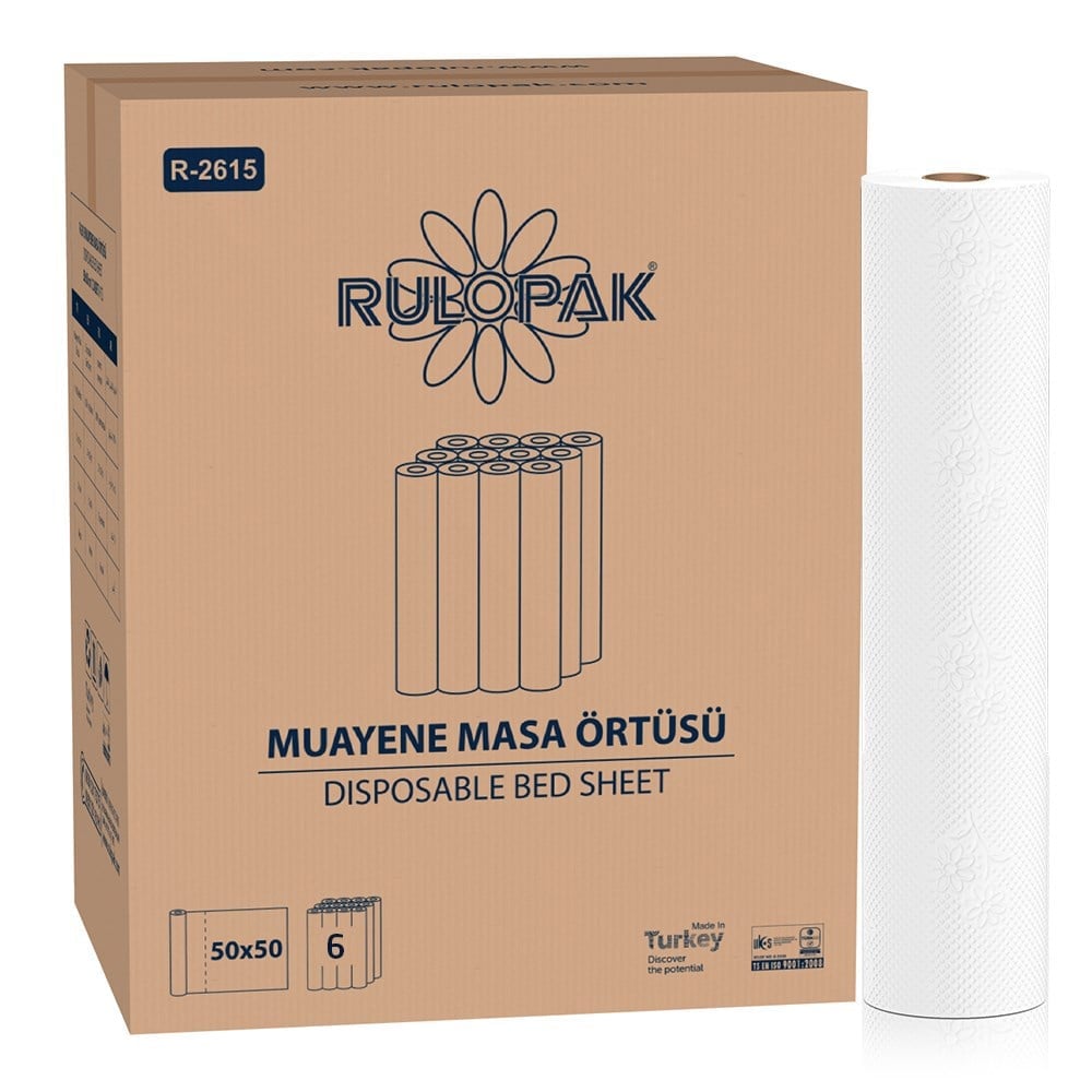 Простирадла паперові медичні RECYCLE Rulopak, 2-х шарові 50 м, 100 л., 50х50см, 6 рул/уп