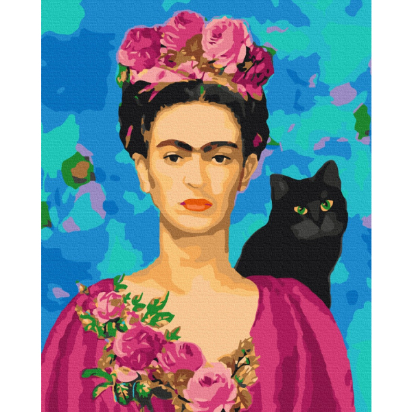 Картина за номерами обкладинка Фріда з кішкою 40х50 см