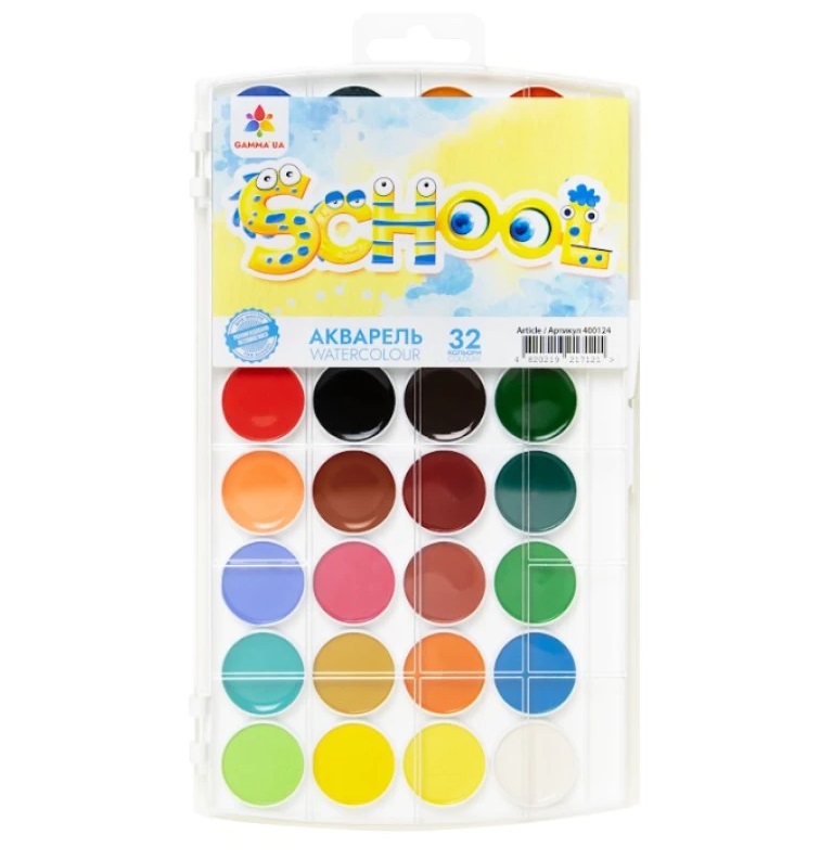 Акварель GAMMA`UA 32 цв., б/к, пластик (400124)