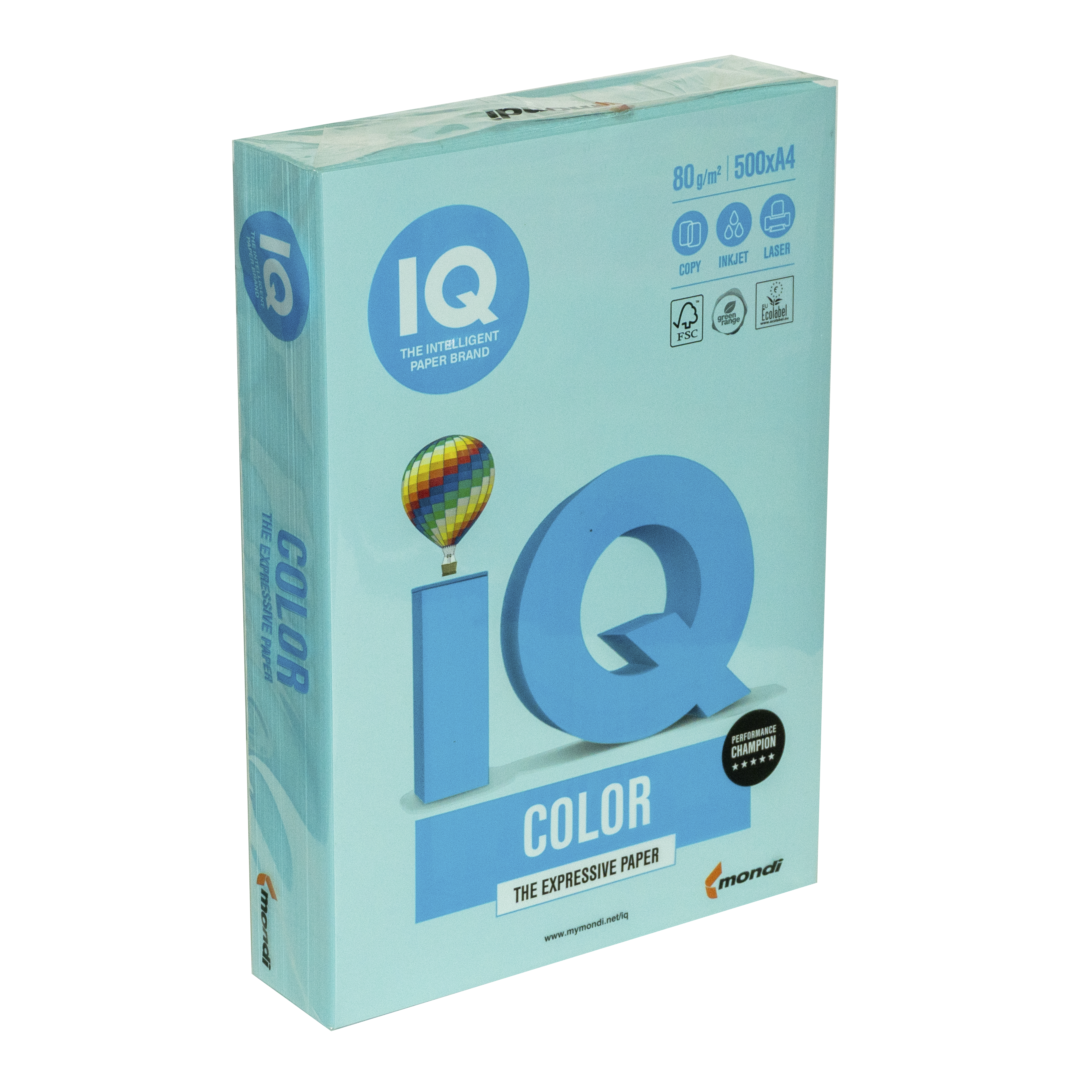 Папір кольоровий А4 IQ Color 80 г/м2 МВ30 пастель блакитний 500 арк