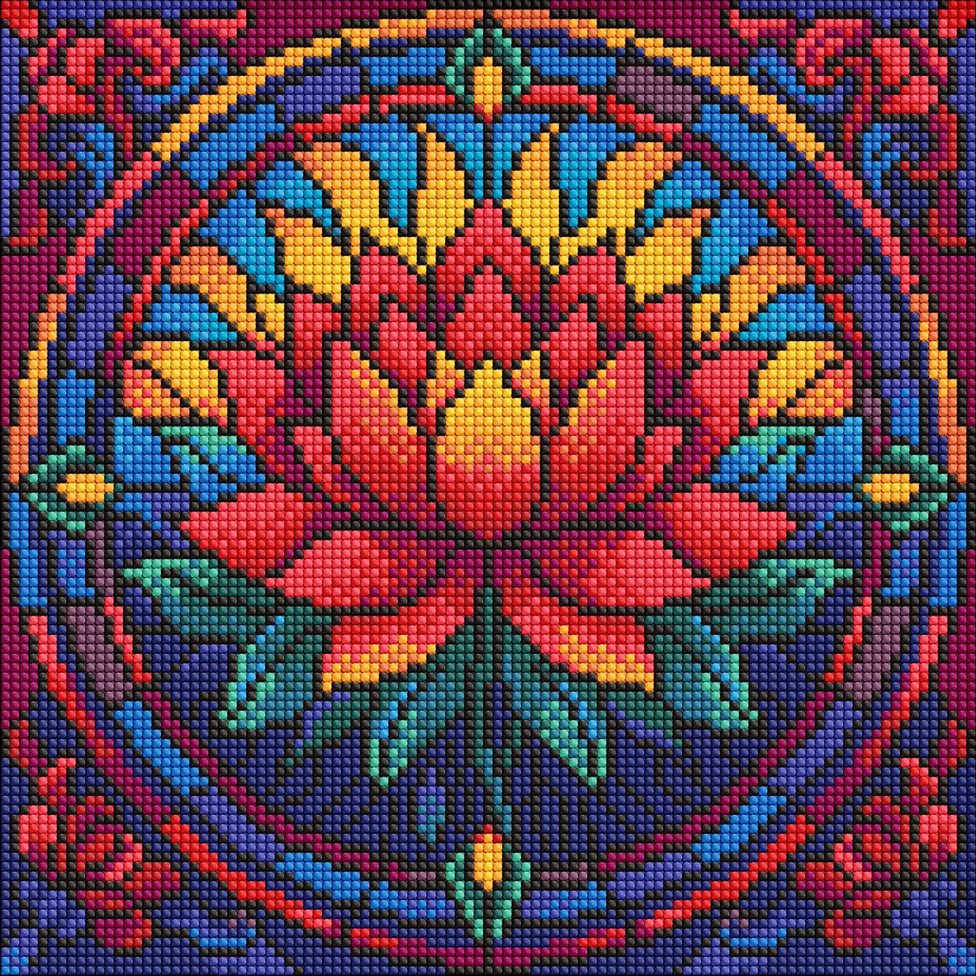 Алмазная мозаика 30×30 см Витраж. Лотос