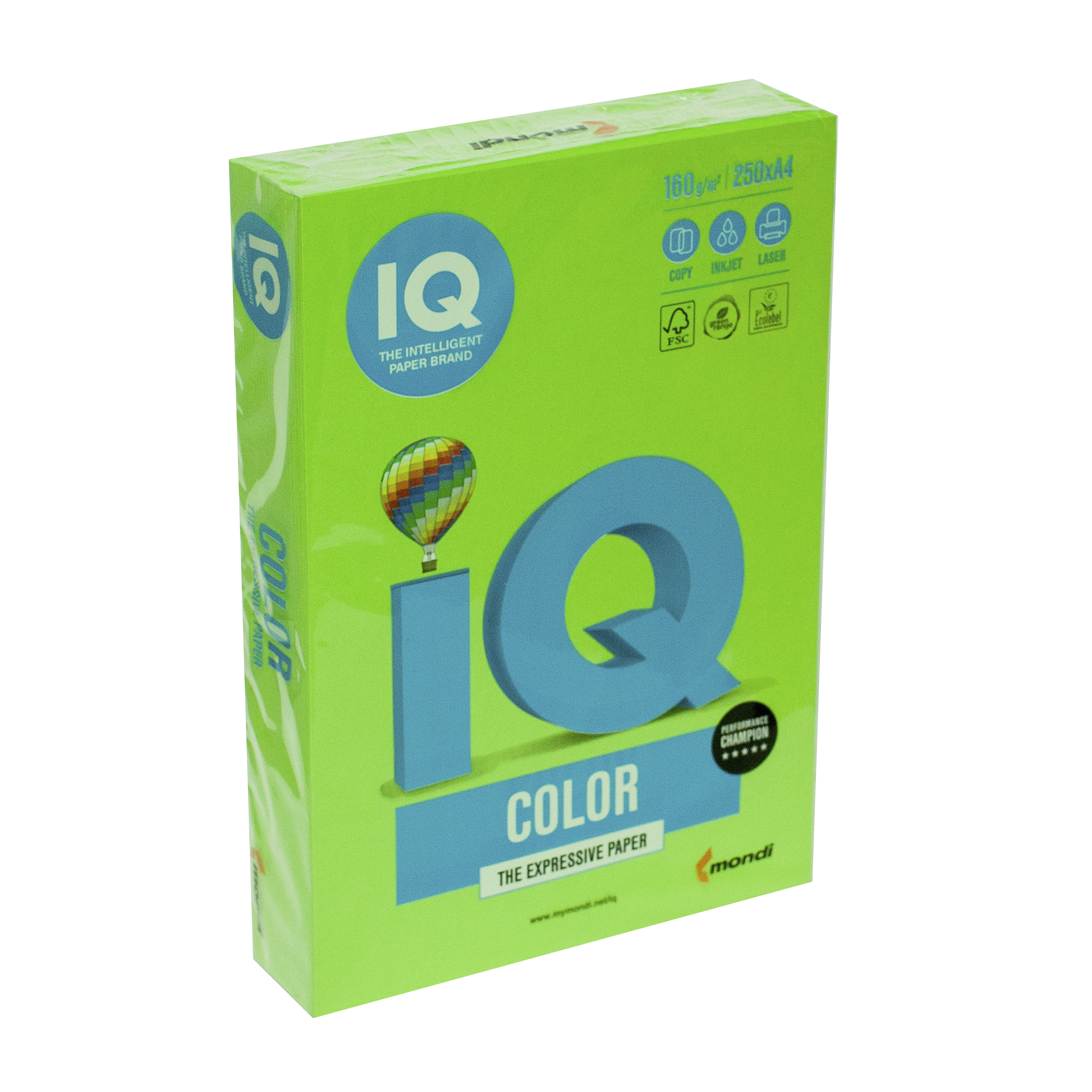 Папір кольоровий А4 IQ Color 160 г/м2 MA42 насичений зелений 250 арк