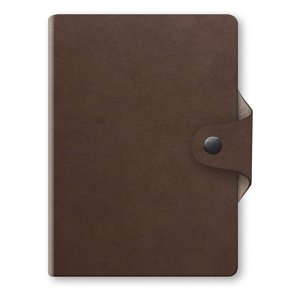 Щоденник недат. А6 на кнопці екошкіра лінія коричневий