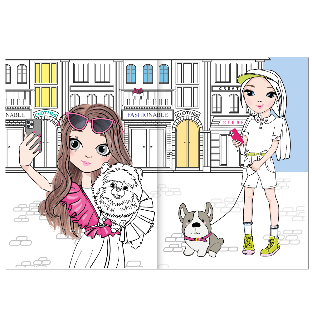 Розмальовка з наліпками Dream and Style Girls and Pets