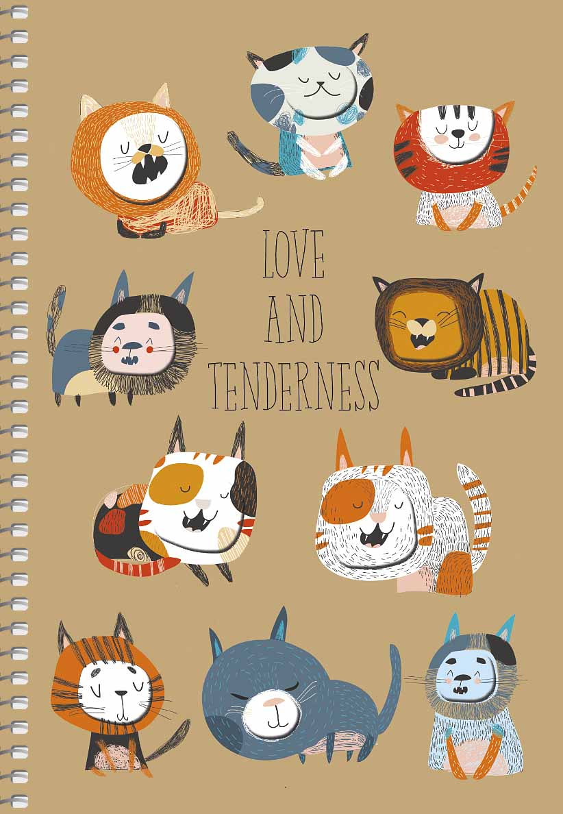 Блокнот А5 96 арк спіраль без лініювання крафт обл крем блок STUDENT 6116 Асорті