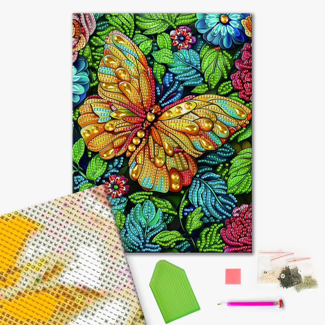 Алмазная мозаика 25×25 см Синяя бабочка