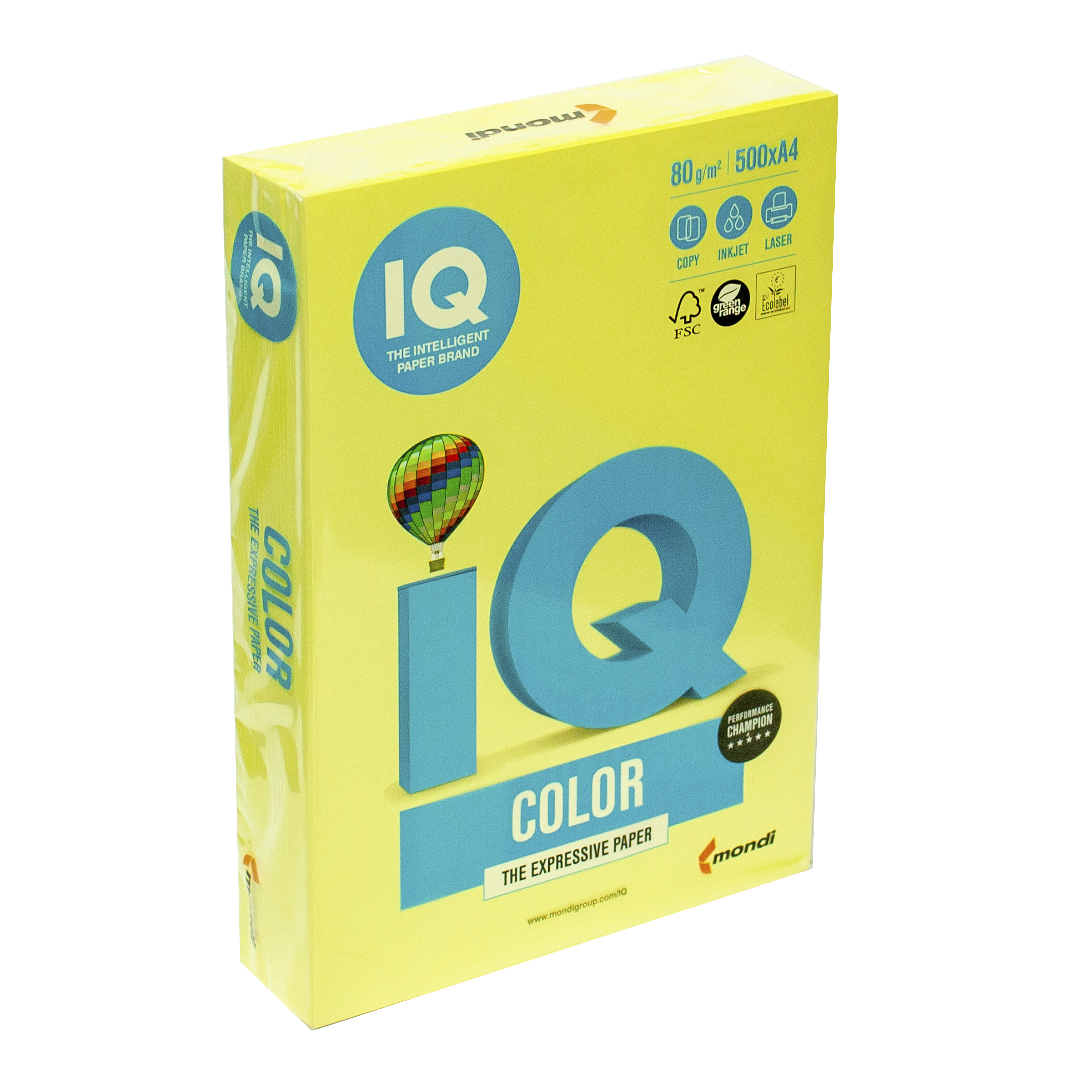 Папір кольоровий А4 IQ Color 80 г/м2 ZG34 середній жовтий