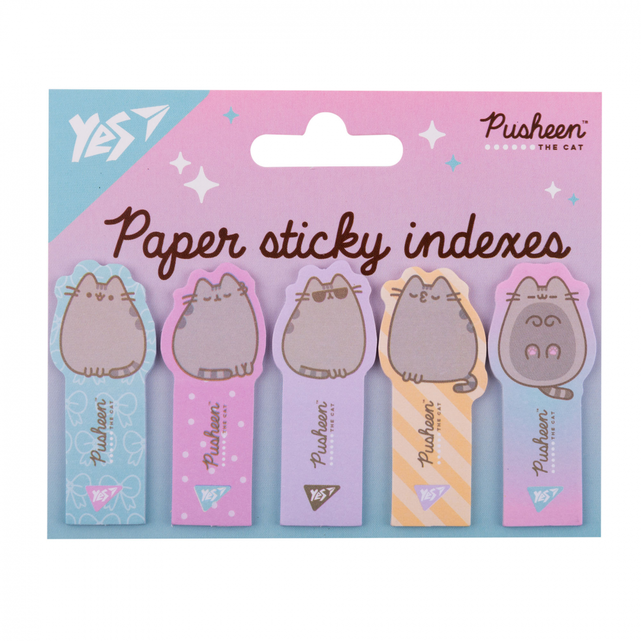 Стікери-закладки Yes Pusheen 50*22*100 л папір 5 кольорів