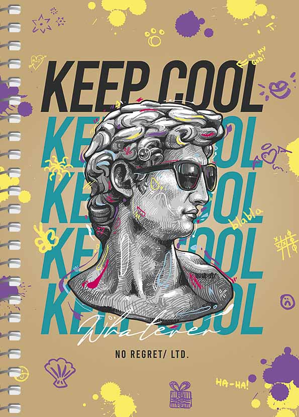 Блокнот А6 80 арк спіраль клітинка крафт обкл крем блок STUDENT 6119 Асорті