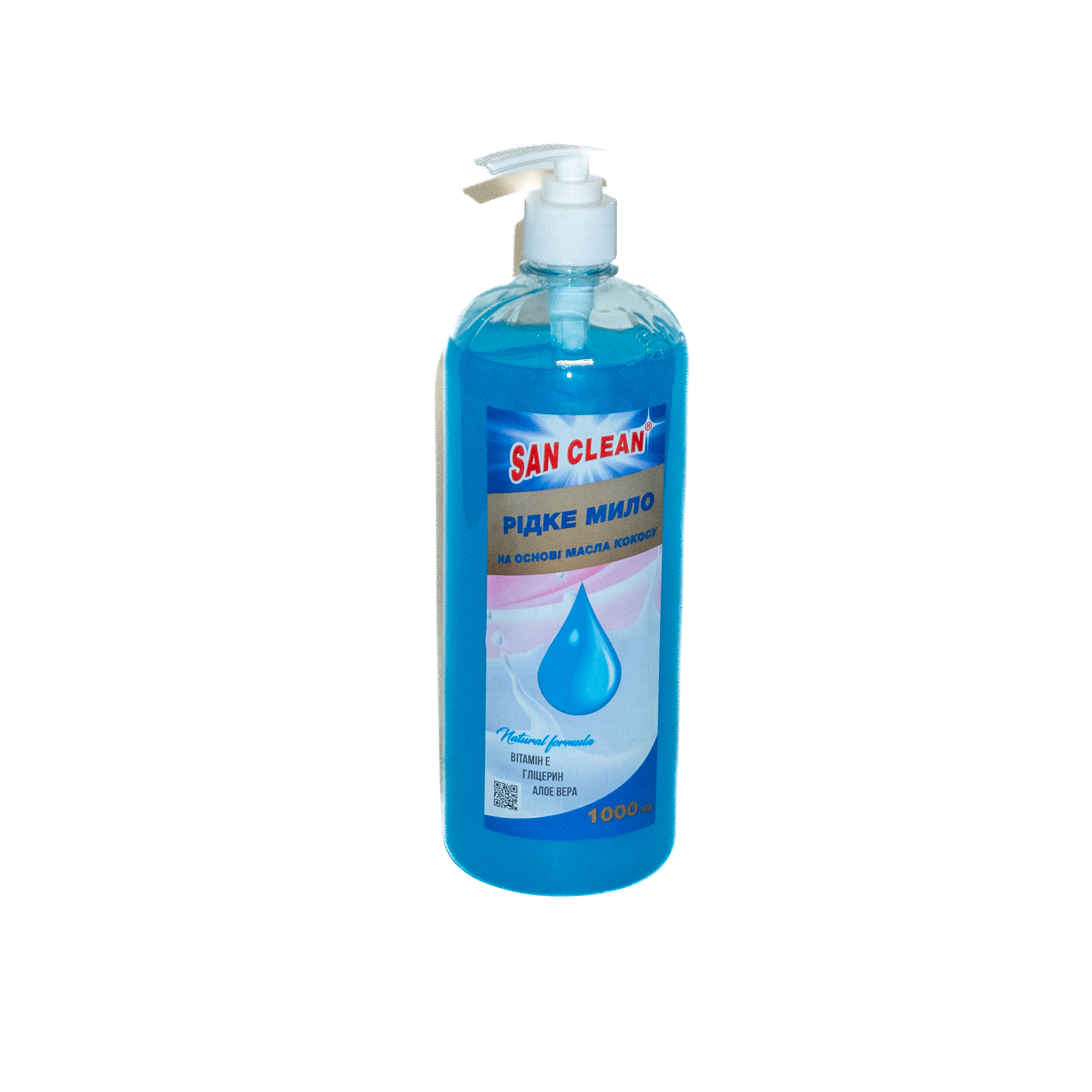 Мыло жидкое San Clean 1л., голубое, с дозатором