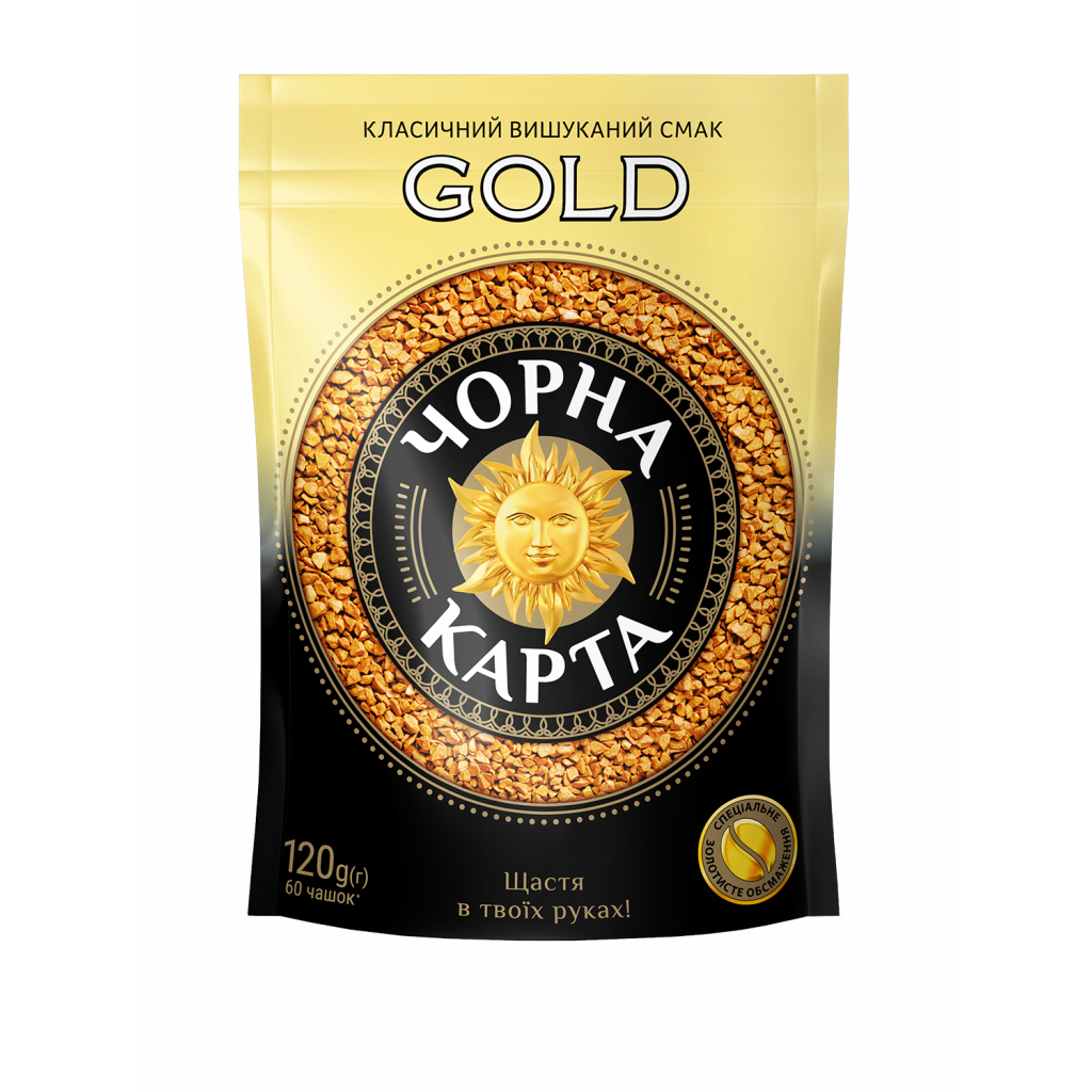 Кава розчинна Чорна Карта Gold, пакет, 120г
