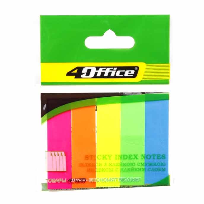 Стікери-закладки 4Office 4-435 50*12*100 арк, 5 кольорів