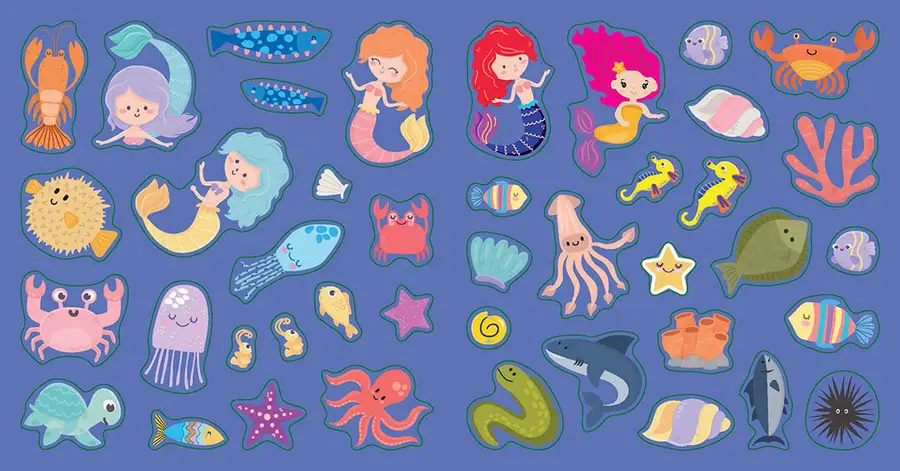 Суперовые наклейки 21,5х23 см Русалки