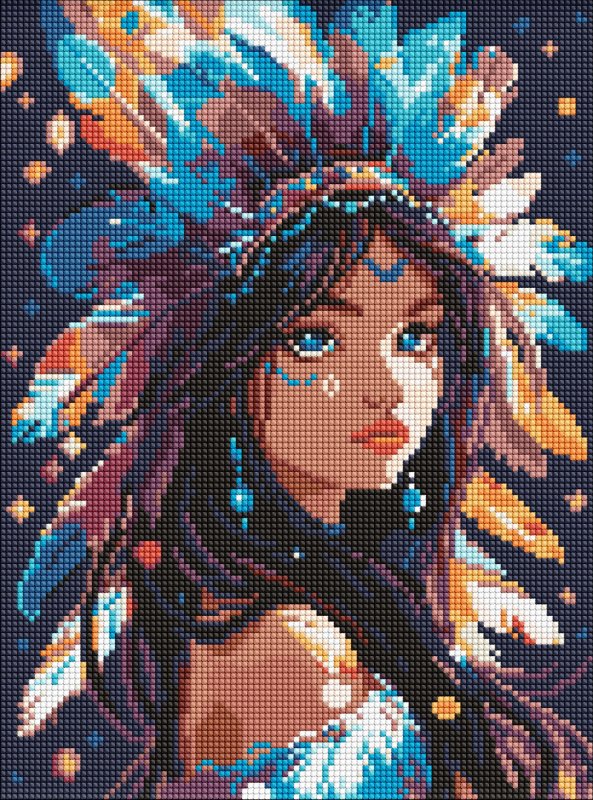 Алмазная мозаика 30×40 см Девушка-индианка