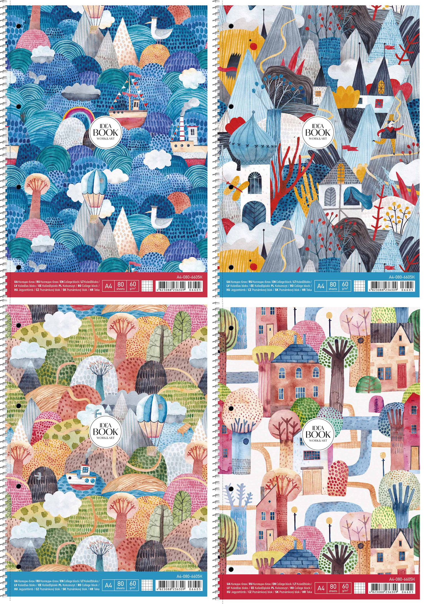 Коледж блок А4 80 арк спіраль клітинка STUDENT 6605 Асорті