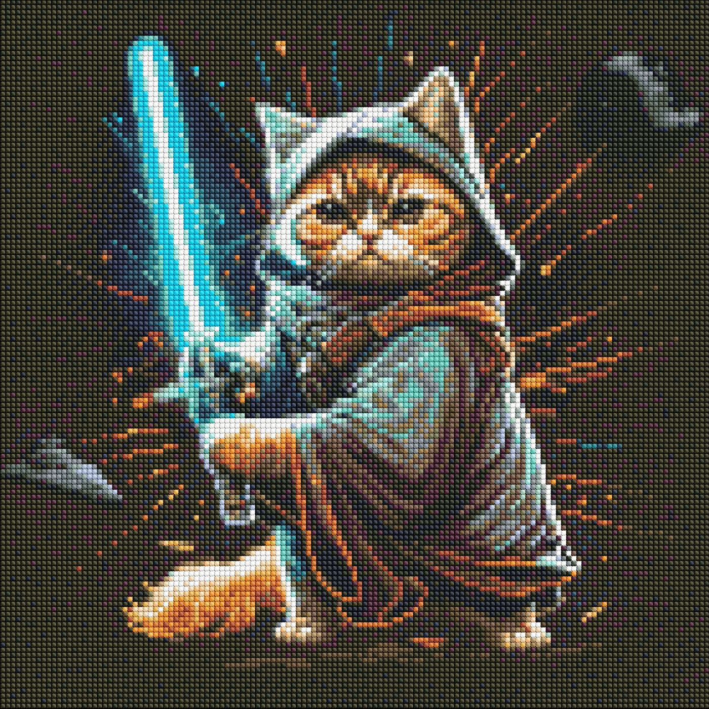 Алмазная мозаика 40×40 см Кот воин