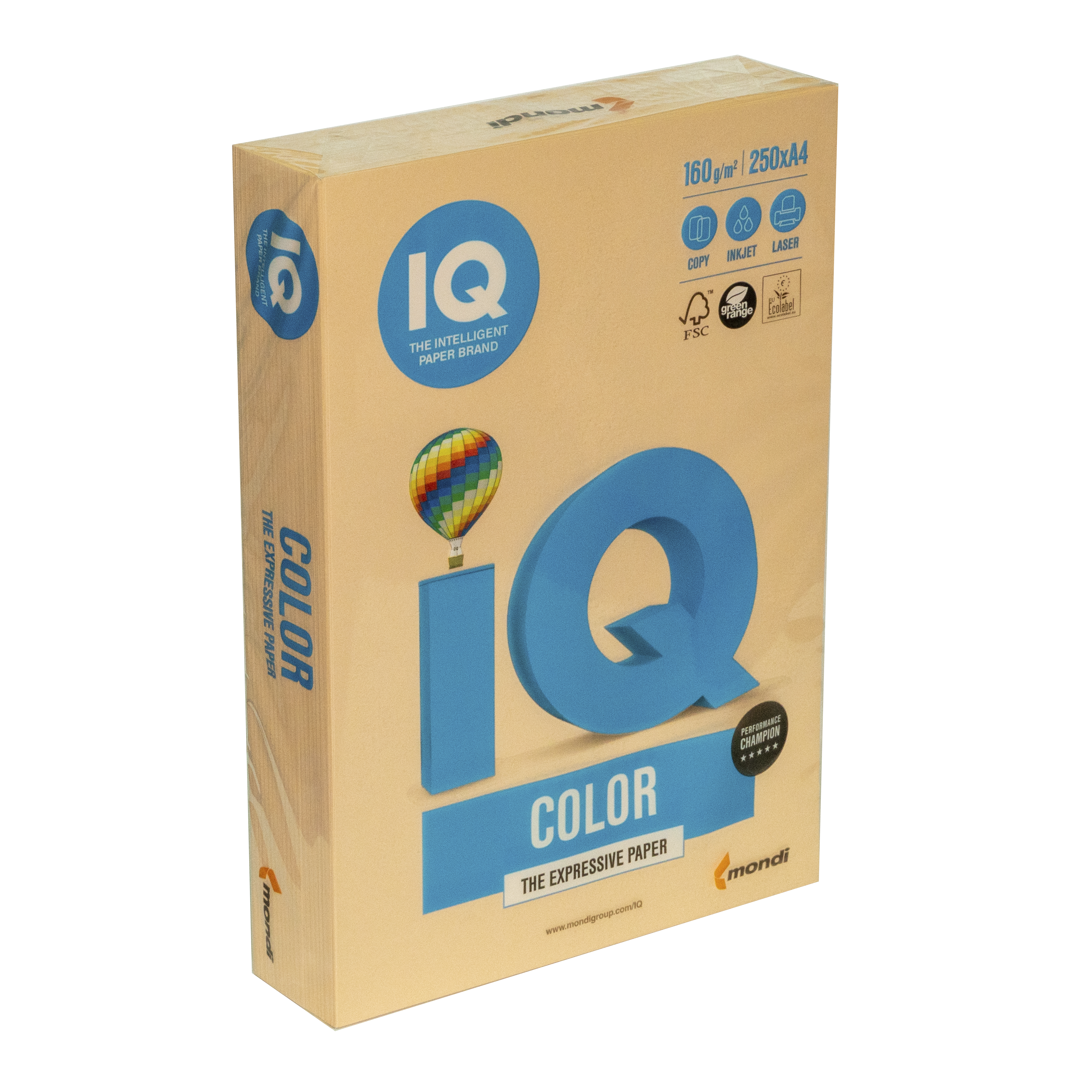 Папір кольоровий А4 IQ Color 160 г/м2 SA24 пастель персиковий 250 арк