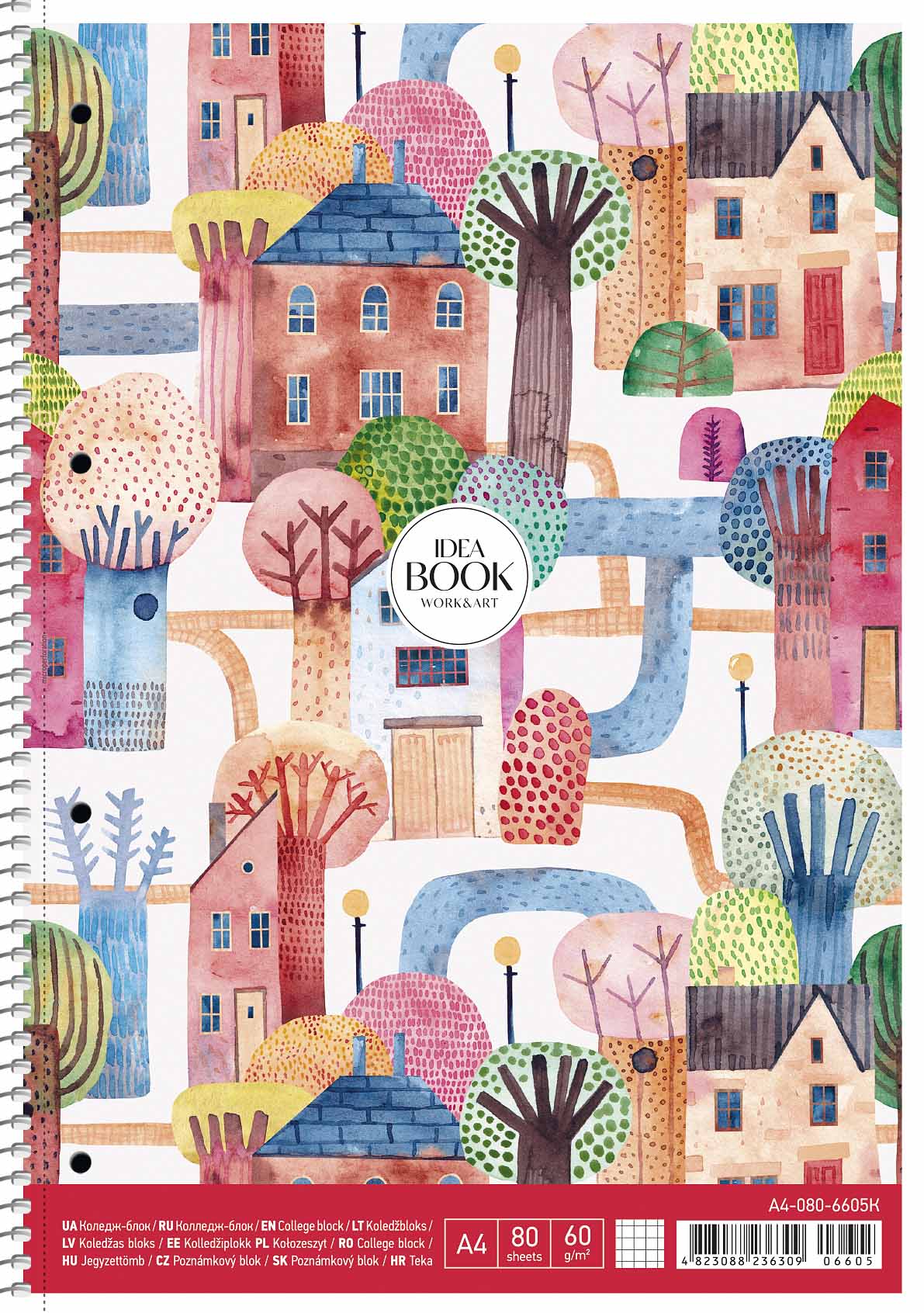 Коледж блок А4 80 арк спіраль клітинка STUDENT 6605 Асорті