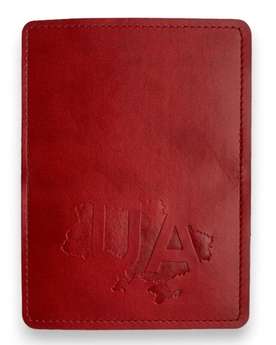 Обкладинка на ID паспорт Карта натуральна шкіра, червоний