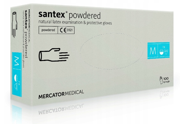 Перчатки латексные М SANTEX 50шт/уп.