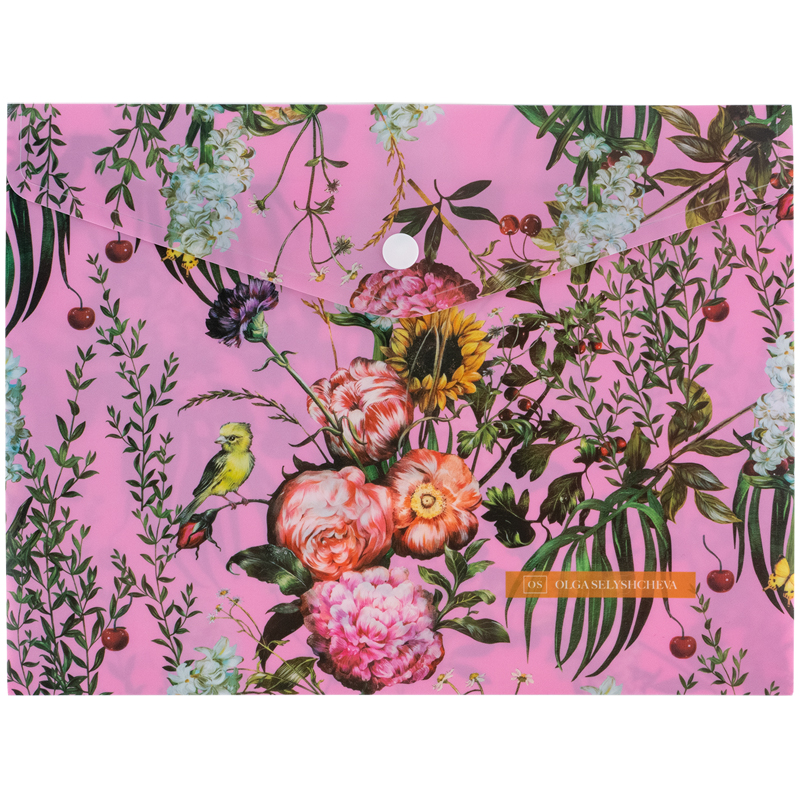 Папка на кнопці А5+ Axent OS Summer рожева