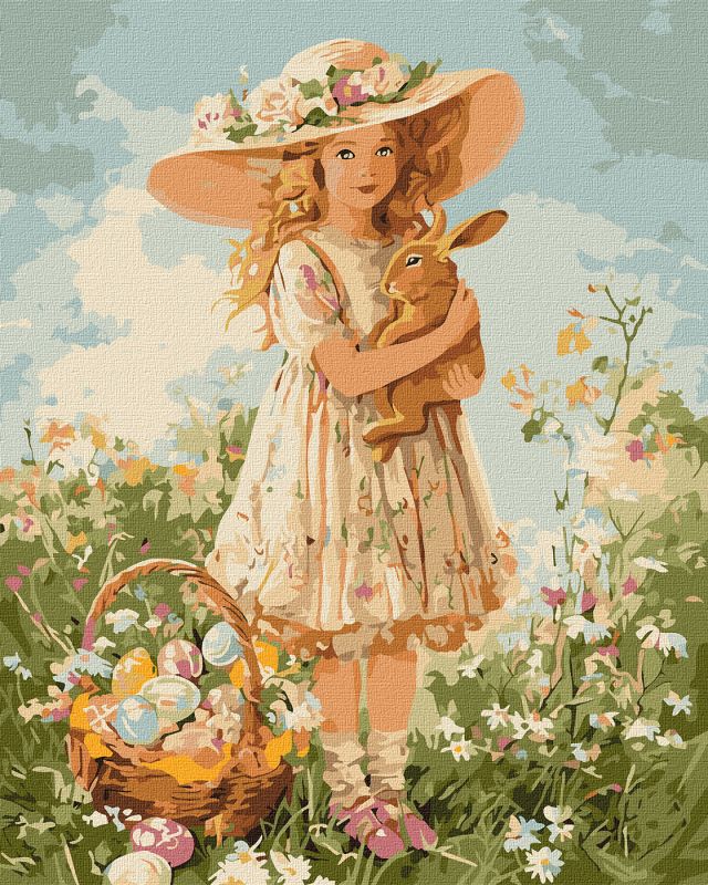 Картина за номерами 40х50 см Дівчинка з кроликом