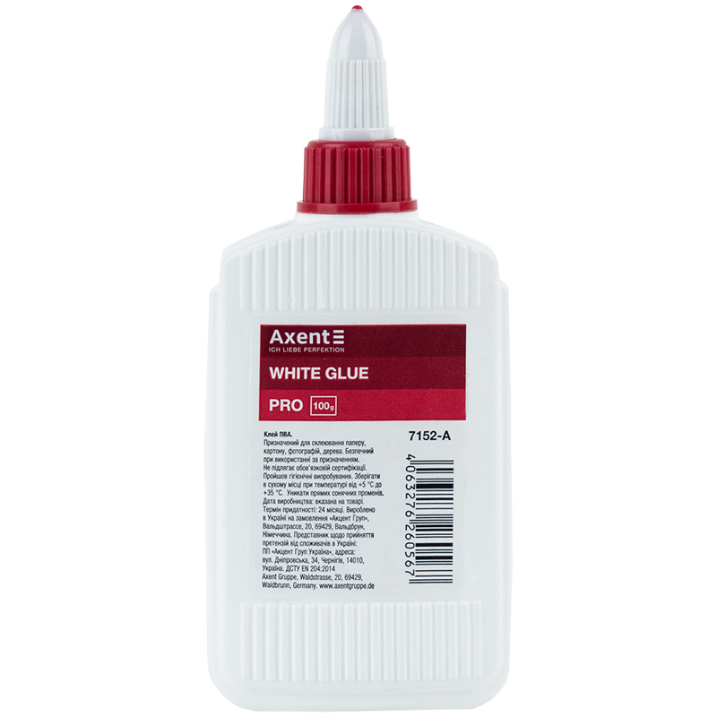 Клей ПВА PRO колпачок-дозатор, AXENT 100 мл