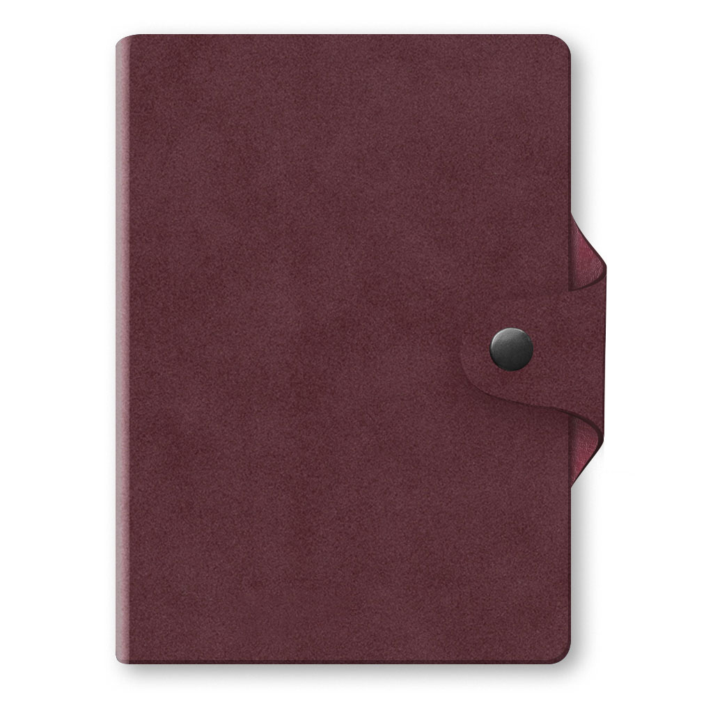 Щоденник недат. А6 на кнопці екошкіра лінія бордо