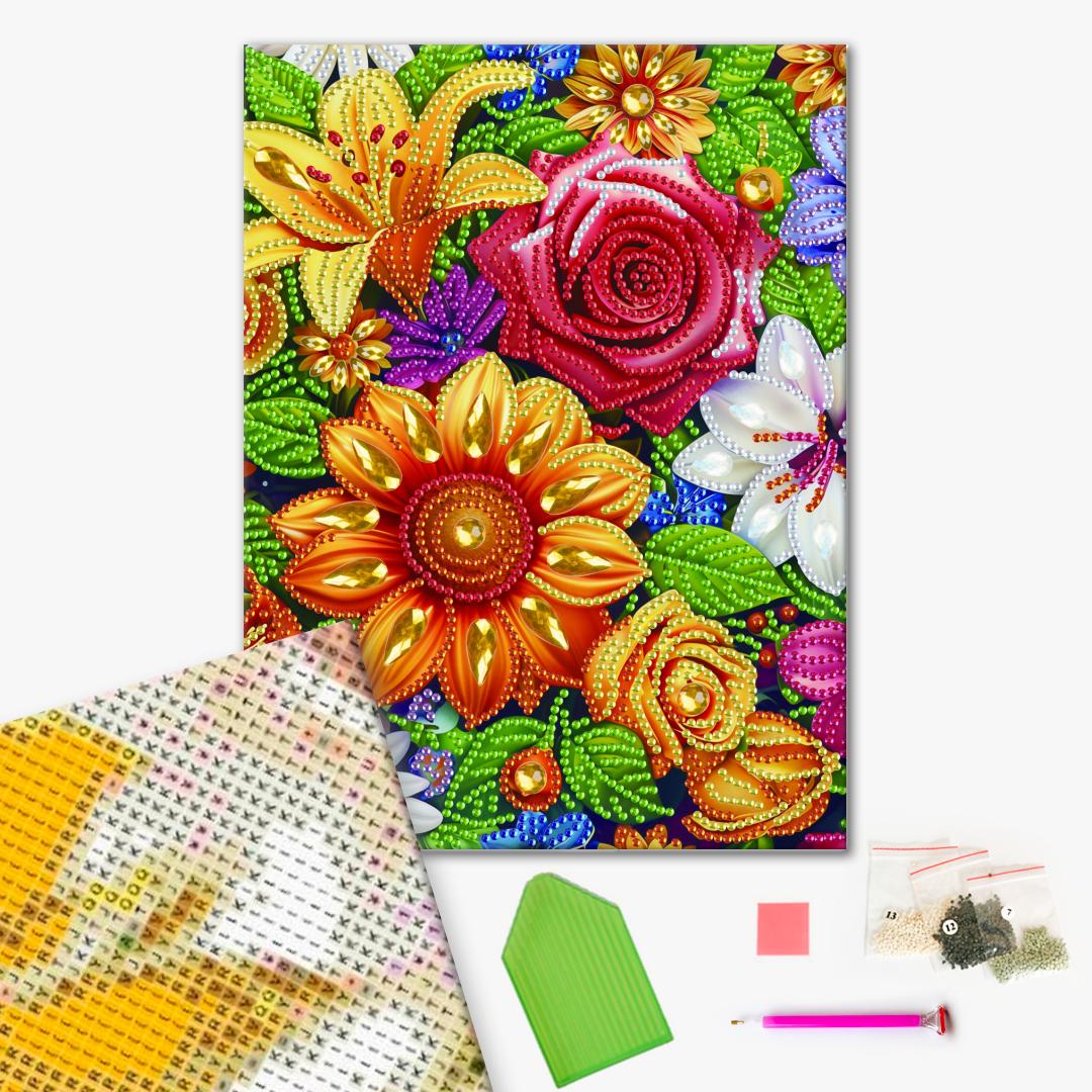 Алмазная мозаика 25×25 см Цветочная нежность