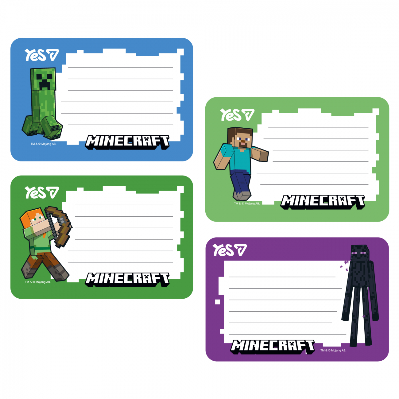 Наклейки на тетради 13,2х20 см Yes Minecraft 8 шт