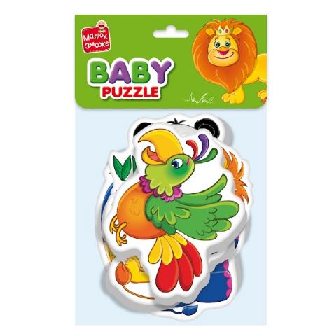 Пазли Baby puzzle Зоопарк: слон, лев, панда, птах 4 шт