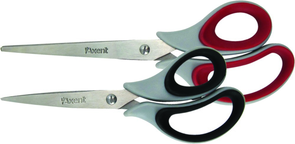 Ножницы 16,5 см Axent Duoton Soft резин.вставки, серо-красные