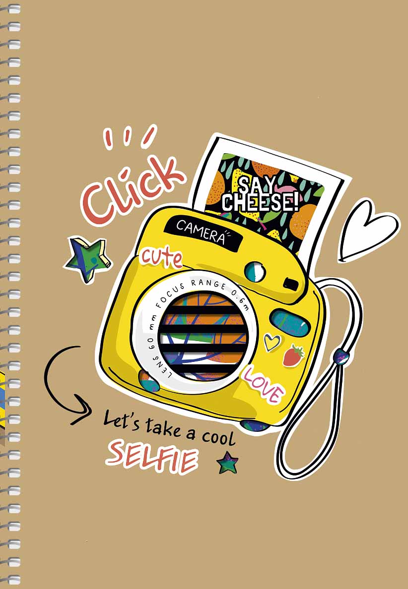 Блокнот А5 96 арк спіраль без лініювання крафт обкл лазерна висічка крем блок STUDENT 6115 Асорті