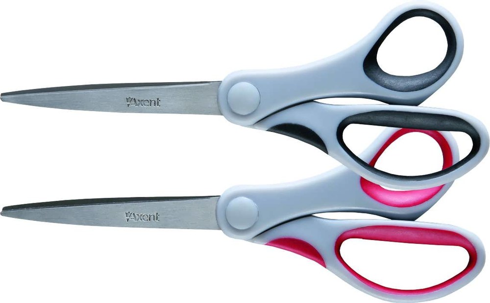 Ножницы 20 см Axent Duoton резин.вставки, серо-красные