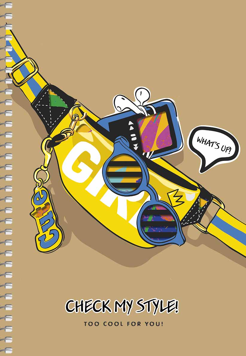 Блокнот А5 96 арк спіраль без лініювання крафт обкл лазерна висічка крем блок STUDENT 6115 Асорті