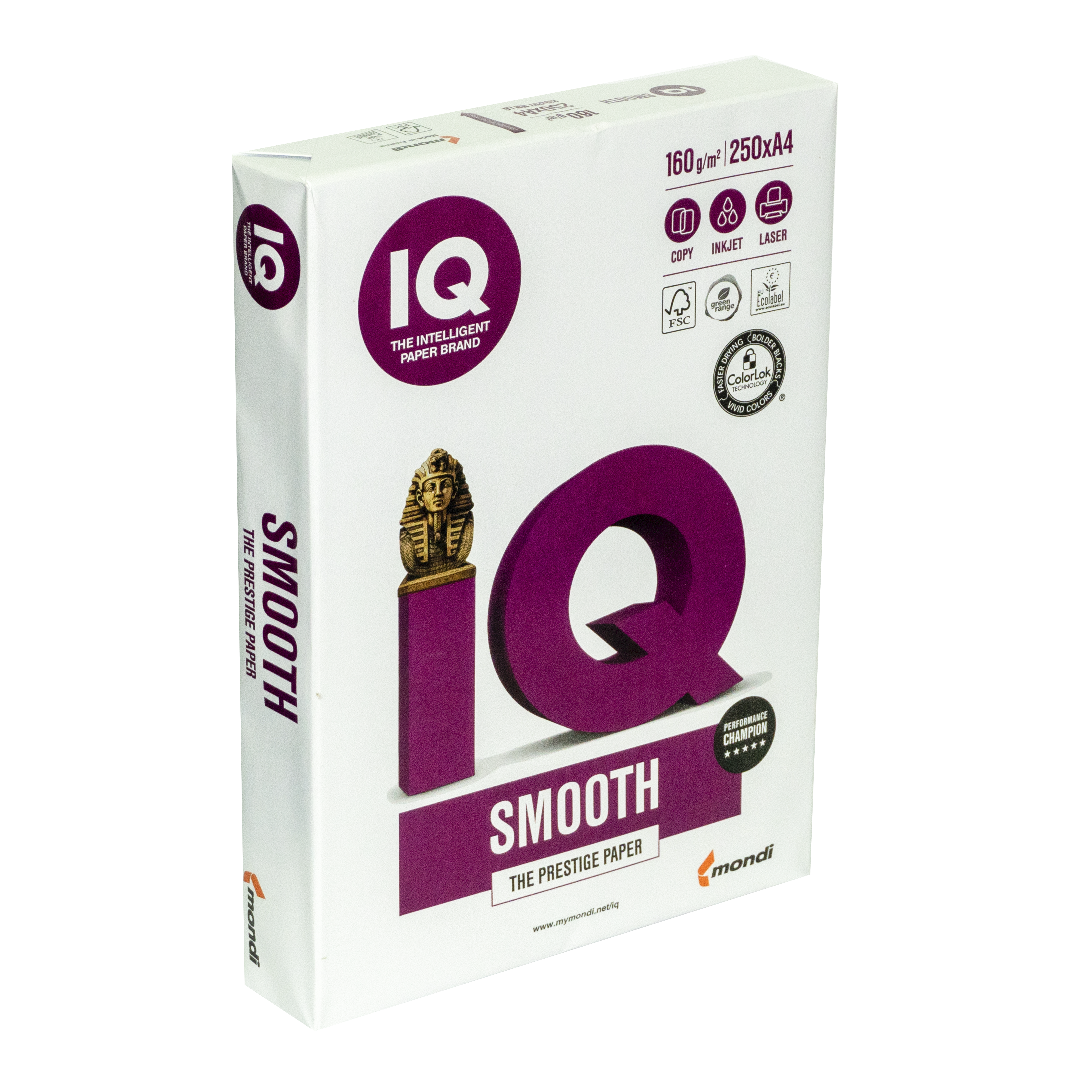 Папір для лазерного та струменевого друку А4 IQ Smooth 160 г/м2 250 арк