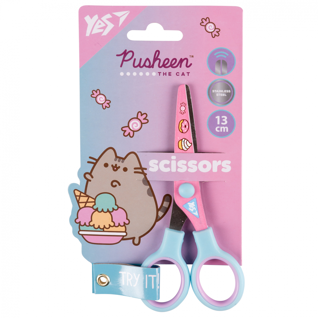 Ножиці дитячі 13 см Yes Pusheen принт на лезі