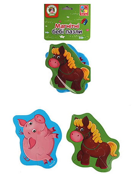 Пазлы магнитные Baby puzzle Лошадка и поросенок 2 шт