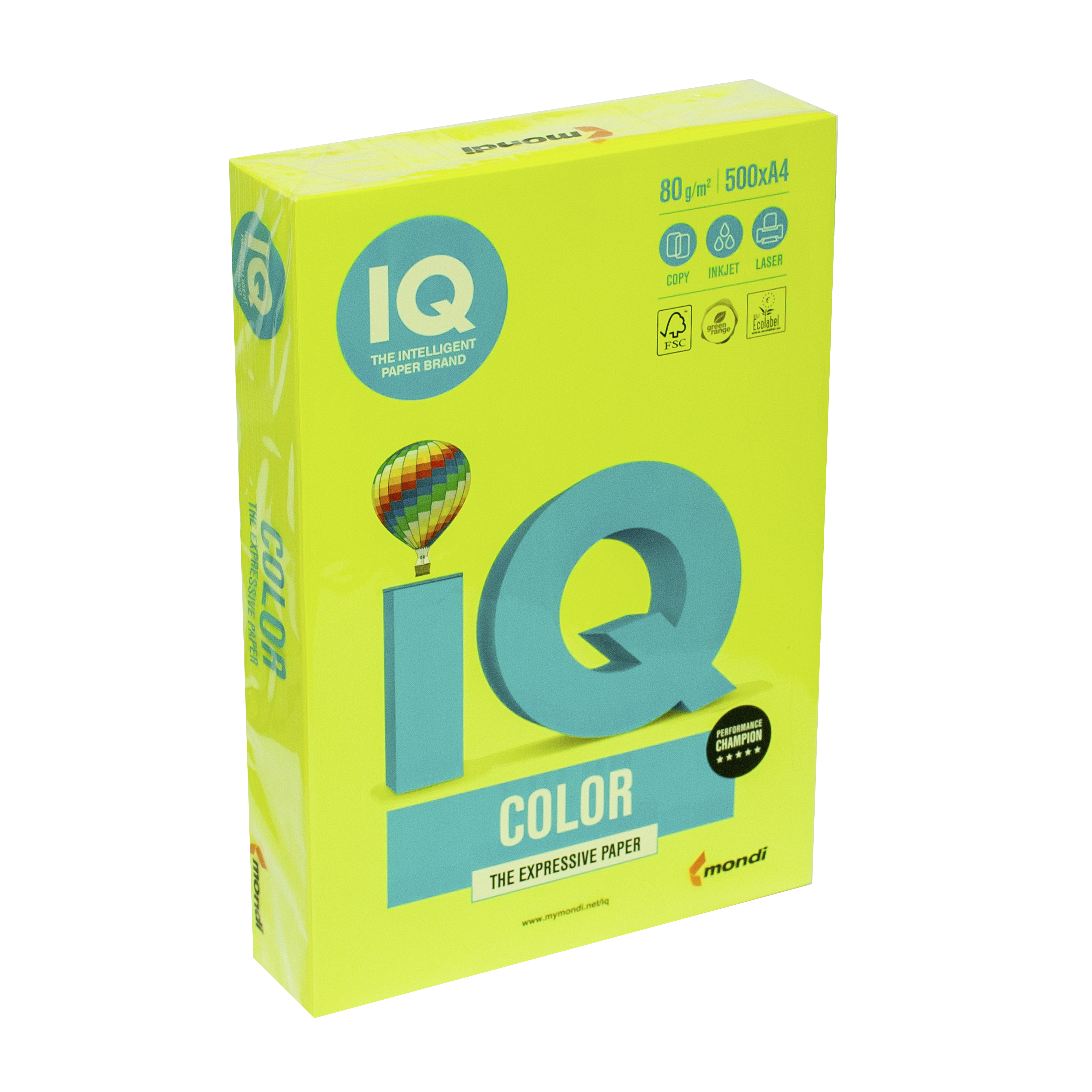 Папір кольоровий А4 IQ Color 80 г/м2 NEOGB неон жовтий 500 арк
