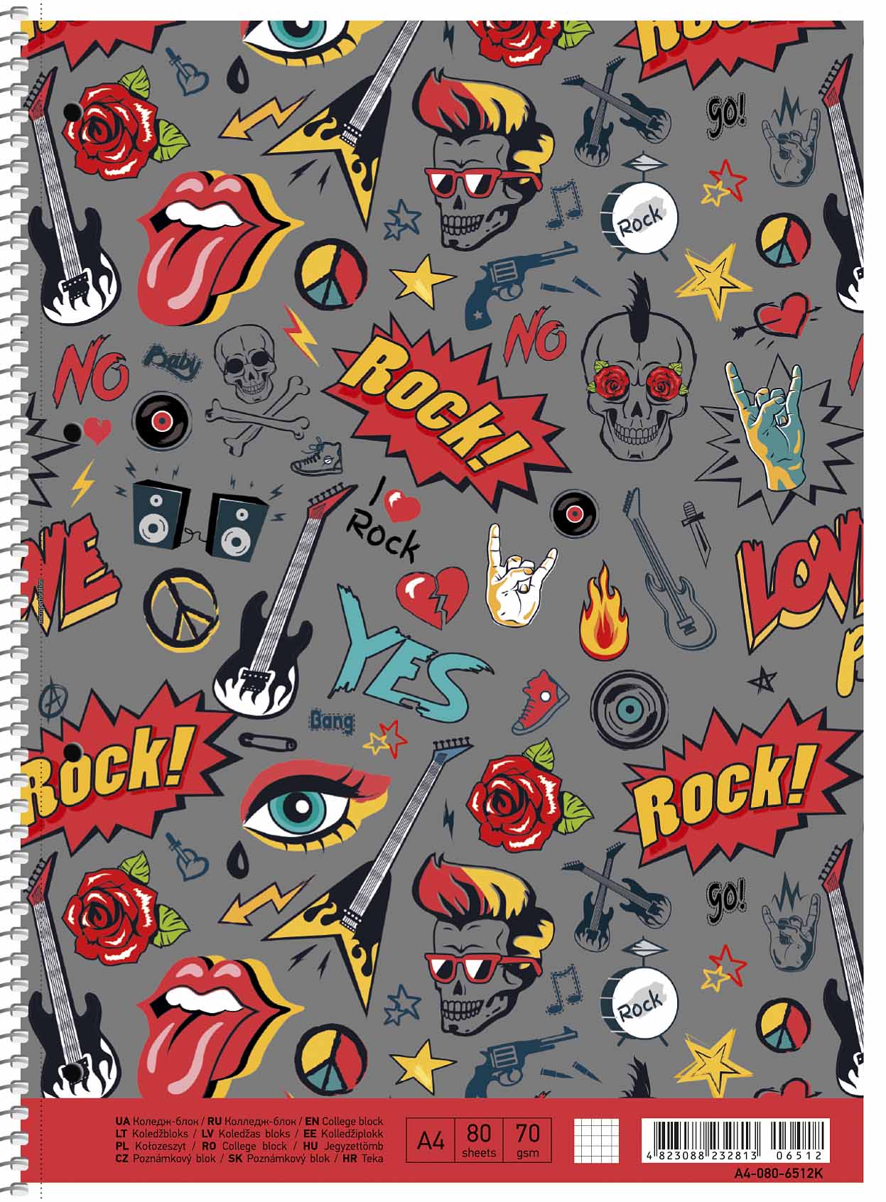 Колледж блок А4+ 80 арк спіраль клітинка виб УФ лак STUDENT 6512 Асорті