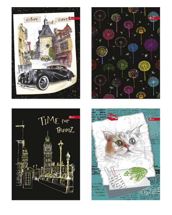 Блокнот А6 50 л клеевое крепл мат лам черно-белый блок ассорти