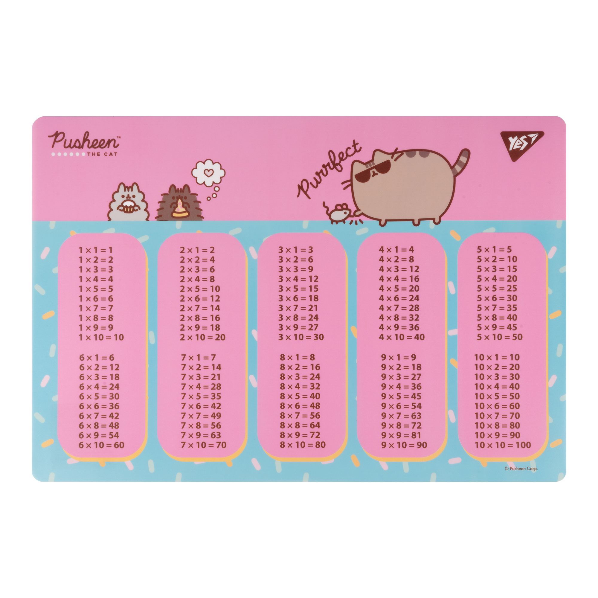 Підкладка настільна 42*29см Yes табл. множ. Pusheen Purrfect