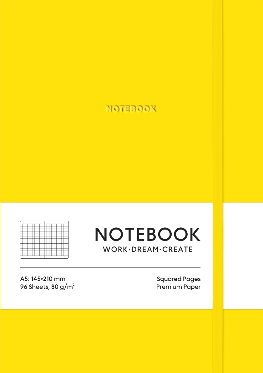 Зошит А5 96 арк клітинка м'яка обл поліуретан на гумці 7114 жовтий